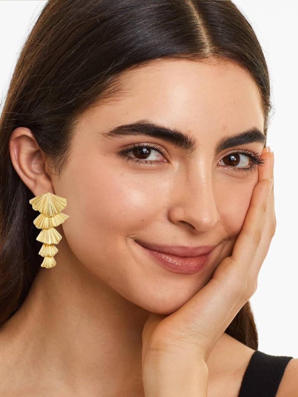 Gold Shell Drop Earrings for Women Seashell Dangle Earrings Ocean Beach Earrings - Picture 2 of 5